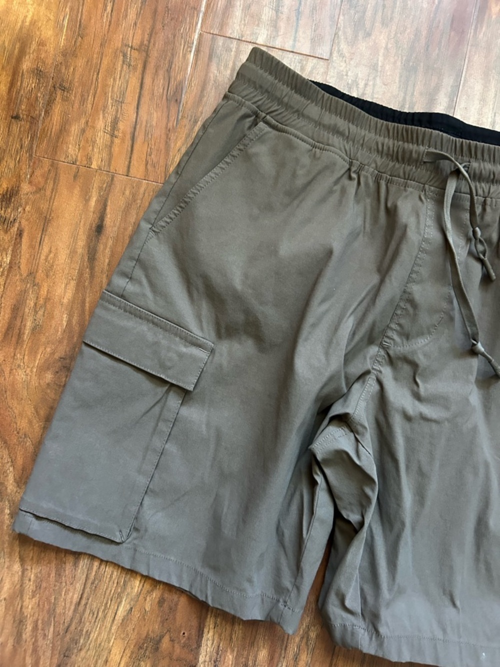 Men’s Olive Green Cargo Shorts Drawstring Breathable Outdoor Adventure Hiking - Picture 2 of 10